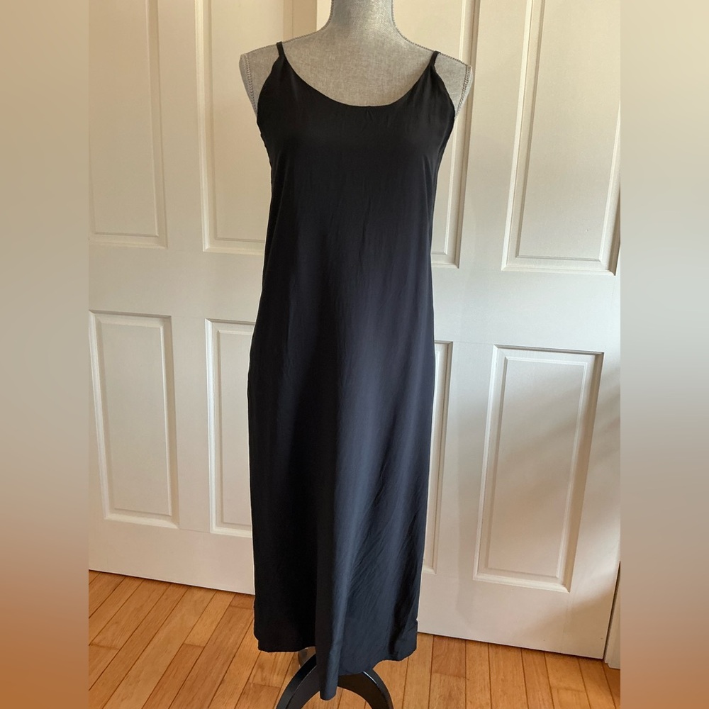Everlane Black Slip Midi Dress with Thin Straps